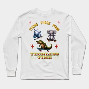 Techless Time Animal Skater Skateboarding Long Sleeve T-Shirt